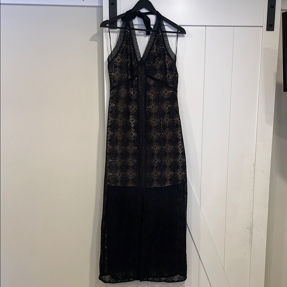 Guess Black Lace Halter Dress